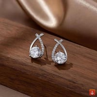 2025 جديد الكورية لامعة الزركون القوس أقراط للمرأة...