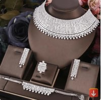 JaneKelly طقم مجوهرات فاخر كبير 4 قطع مع زركونيا م...