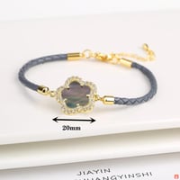 سوار نسائي من لكلاسيكية جلد طبيعي المنسوجة الحجر ا...