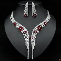 طقم مجوهرات زفاف فاخر من الزركون بالألماس بالكامل...