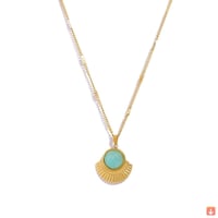 قلادة من الفولاذ المقاوم للصدأ من الحجر الطبيعي ال...