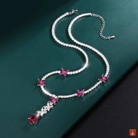 قلادة للنساء الفاخرة تألق 9*14 مللي متر روبي الأحج...