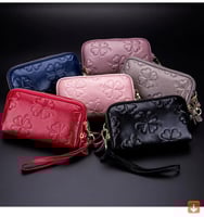 لد حقيقي المرأة محفظة طويلة السيدات مزدوجة سستة مح...