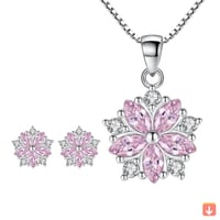 قلادة من الفضة 925 تصميم كوري زهرة مع أقراط كريستا...