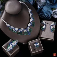 طقم مجوهرات المرأة الزفاف قلادة وحلق مجموعة مجوهرا...