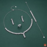 طقم مجوهرات كاملة من الزركون مكون من 4 قطع، مناسب...