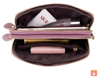 لد حقيقي المرأة محفظة طويلة السيدات مزدوجة سستة مح...