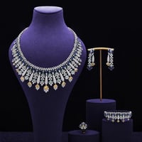 مجموعات مجوهرات كاملة 4 قطع الزفاف زركونيا ، فاخر