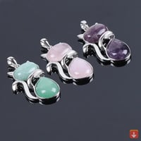 القلائد الحجر الطبيعي الوردي الكوارتز المعلقات للن...