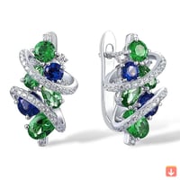 Huitan الأخضر/الأزرق مكعب زركونيا هوب أقراط للنساء