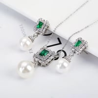 طقم مجوهرات 18K مطلية بالذهب مع اللؤلؤ