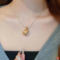 2قطعة قلادة قطرة أقراط دمعة مطلية بالذهب ذهبي