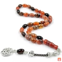 مسبحة تسبيح حجر العقيق الأحمر الطبيعي مسلم مسبحة 3...