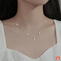 925 فضة أربع أوراق زهرة الزركون قلادة للنساء المخت...