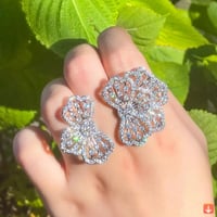 Cwwzans لامعة زركون قابل للتعديل ترك زهرة كبيرة خو...