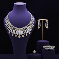 مجموعات مجوهرات كاملة 4 قطع الزفاف زركونيا ، فاخر