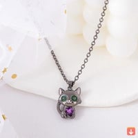 لكرتون الأرجواني القلب كريستال الأسود القط قلادة