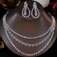 طقم مجوهرات زفاف فاخر من الزركون شبيه بالألماس بال...