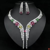 طقم مجوهرات زفاف فاخر من الزركون بالألماس بالكامل...
