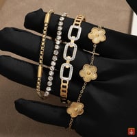 اساور ماركة ZAKOL 3 قطعة الذهب اللون الفولاذ المقا...