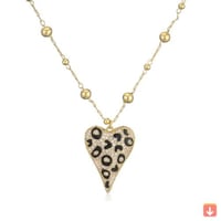 قلادة نسائية على شكل قلب على شكل نمر لطيف مطلية با...
