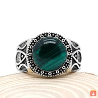 خاتم تركي عتيق من الفضة الإسترليني 925 بحجر طبيعي...