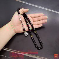 مسبحة عTasbih الطبيعية الأسود العقيق حجر برميل شكل...