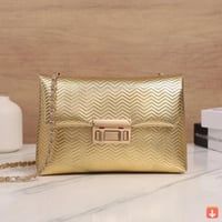 حقيبة كروس نسائية مبطنة باللون الذهبي - حزام سلسلة...