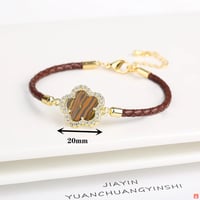 سوار نسائي من لكلاسيكية جلد طبيعي المنسوجة الحجر ا...