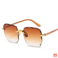 مربع بدون اطارالنظارات الشمسية النساء الفاخرة العل...
