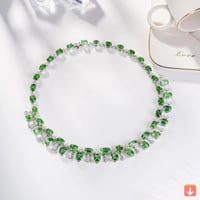 قلادة المخنق النسائي الأخضر التورمالين والفضة