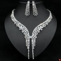 طقم مجوهرات زفاف فاخر من الزركون بالألماس بالكامل...