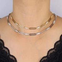 قلادة هندسية مطلية بالذهب 5A مكعب زركونيا