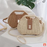 حقيبة كتف نسائية من القش ، متعددة الاستخدامات ، مت...