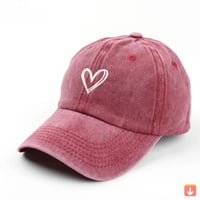 قبعة بتطريز قلب الخوخ القديمة المغسولة للجنسين ، ر...
