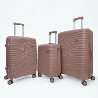 طقم حقائب سفر 3 قطع ضد الكسر وردي غامق