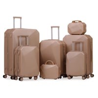 طقم حقائب سفر 7 قطع لون ذهبي