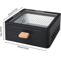 شواية فحم مربعة محمولة مع حوض فحم قابل للإزالة,