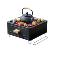 شواية فحم مربعة محمولة مع حوض فحم قابل للإزالة,