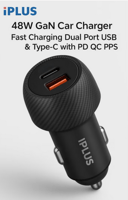 شاحن سيارة iPLUS GaN بقوة 48 واط – شحن فائق السرعة...