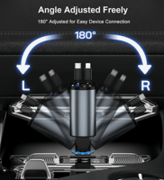 شاحن سيارة 120 واط متعدد المخارج مع كابلات مدمجة م...