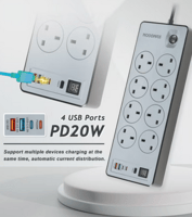 موج ماكس - توصيلة كهرباء 5متر 8 منافذ