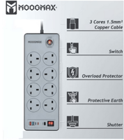 موج ماكس - توصيلة كهرباء 5متر 8 منافذ