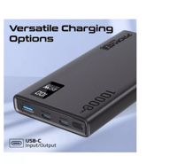 بنك طاقة فائق النحافة مع منفذ إدخال/إخراج USB-C بق...