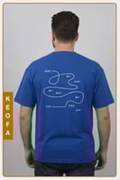 تيشرت اوفر سايز مقلوب ازرق بقصة جديدة وطباعة المان...