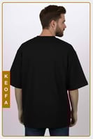 تيشرت اوفر سايز قطني أسود سادة بتطريز لوقو قدام