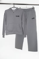 طقم شتوي مكون من قطعتين هودي بسحاب وبنطلون اوفر سا...