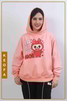 هودي اوفر سايز زهري مغسول جودة عالية بطباعة امام ا...