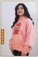 هودي اوفر سايز زهري مغسول جودة عالية بطباعة امام ا...