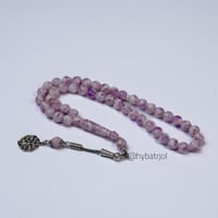 سبحة بكلايت وردي مموج طربزون فضة مخلوط نحاس